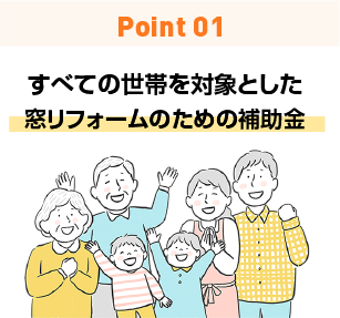 すべての世帯を対象とした窓リフォームのための補助金